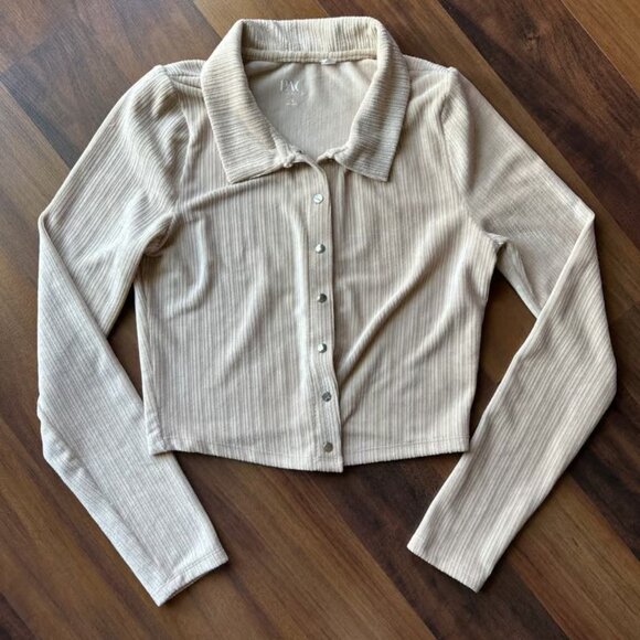 PAC Sun Cream Robbed Crop Sweater Button Down Size Small - Picture 1 of 3